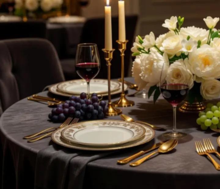 Wyjątkowa aranżacja stołu w prywatnej sali Nova Stivo z elegancką florystyką i światłem świec