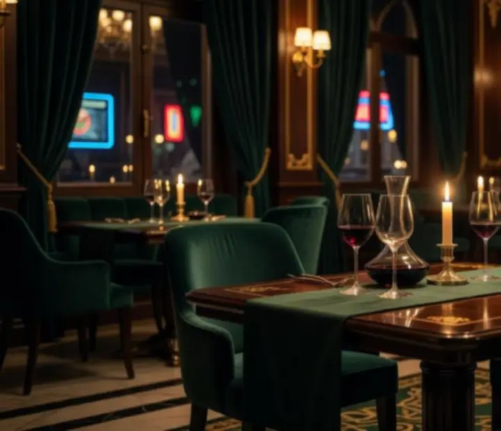 Cinematiczne ujęcie kieliszków wina w eleganckiej restauracji